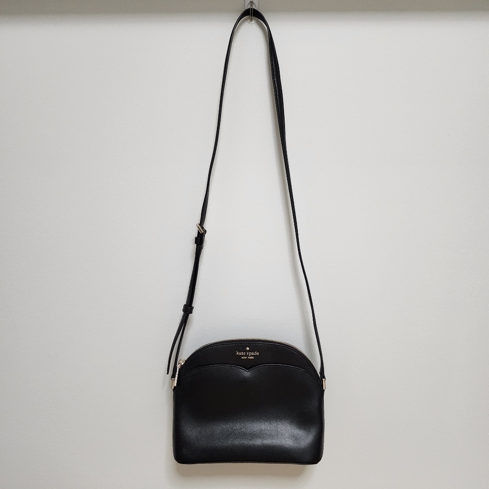 Kate Spade Payton Dome Saffiano Leather Crossbody Purse in Black - Picture 4 of 11